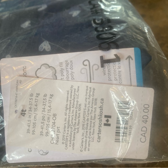 Navy Heart Print Carters Puffer Jacket - Picture 5 of 5